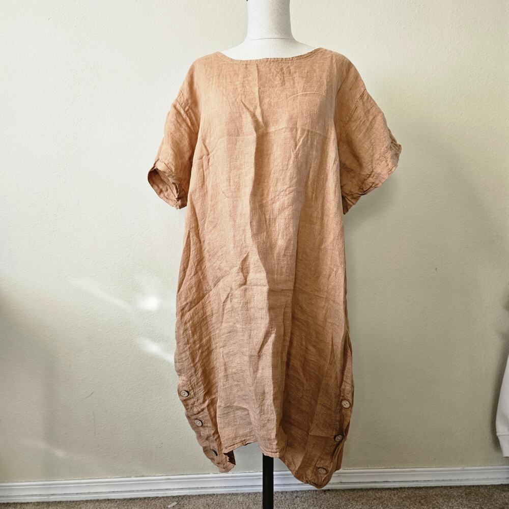 MILIO MILANO SLEEVE SIDE BUTTON DETAIL LINEN DRESS Small - Picture 3 of 11
